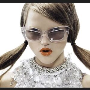 Prada Clear and Gray Cat-Eye Sunglasses